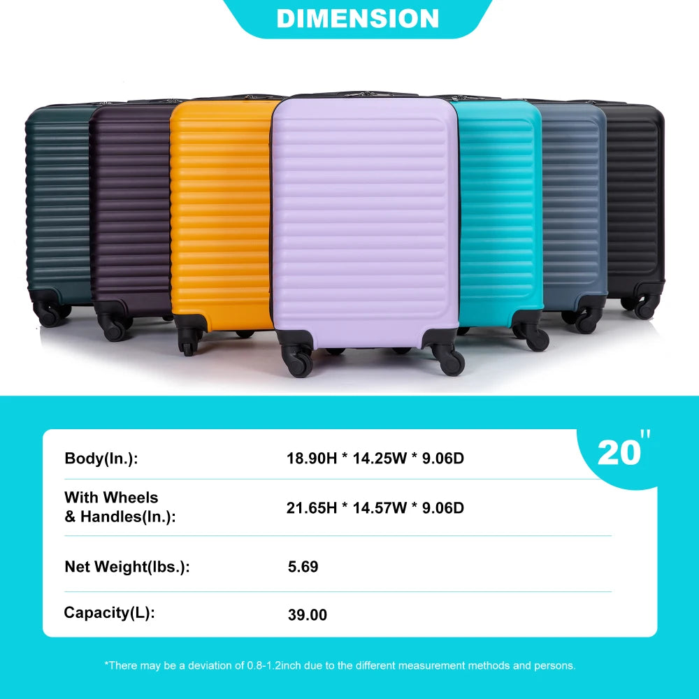 20 Inch Carry on Luggage Lightweight Hardshell Suitcase with Smooth Spinner Wheels Travel Luggage