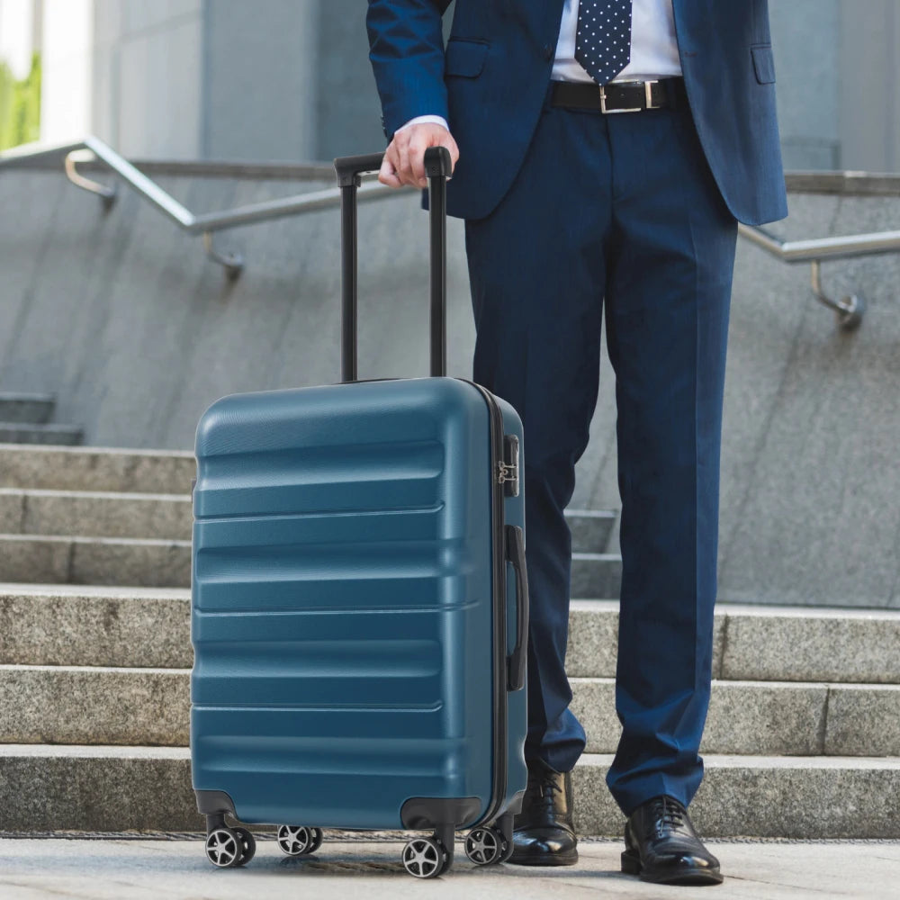6 Piece ABS Hardshell Luggage Set Lightweight Durable Suitcase Dual Spinner Wheels Carry On Check In Sizes for Travel Business