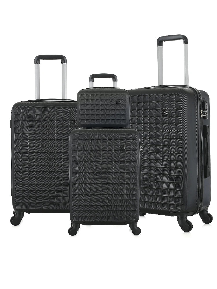 4-Piece ABS Hardside Spinner Luggage Sets (18/23/27 Inch + 13 Inch Cosmetic Case) – Lightweight Suitcase Sets with 3-Digit Combi