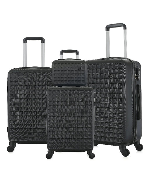 4-Piece ABS Hardside Spinner Luggage Sets (18/23/27 Inch + 13 Inch Cosmetic Case) – Lightweight Suitcase Sets with 3-Digit Combi