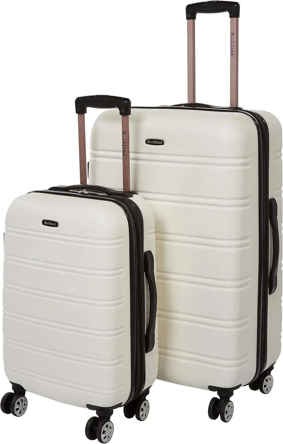 Expandable Spinner Wheel Luggage Set, White, 2-Piece (20"/28"), Lightweight ABS Material